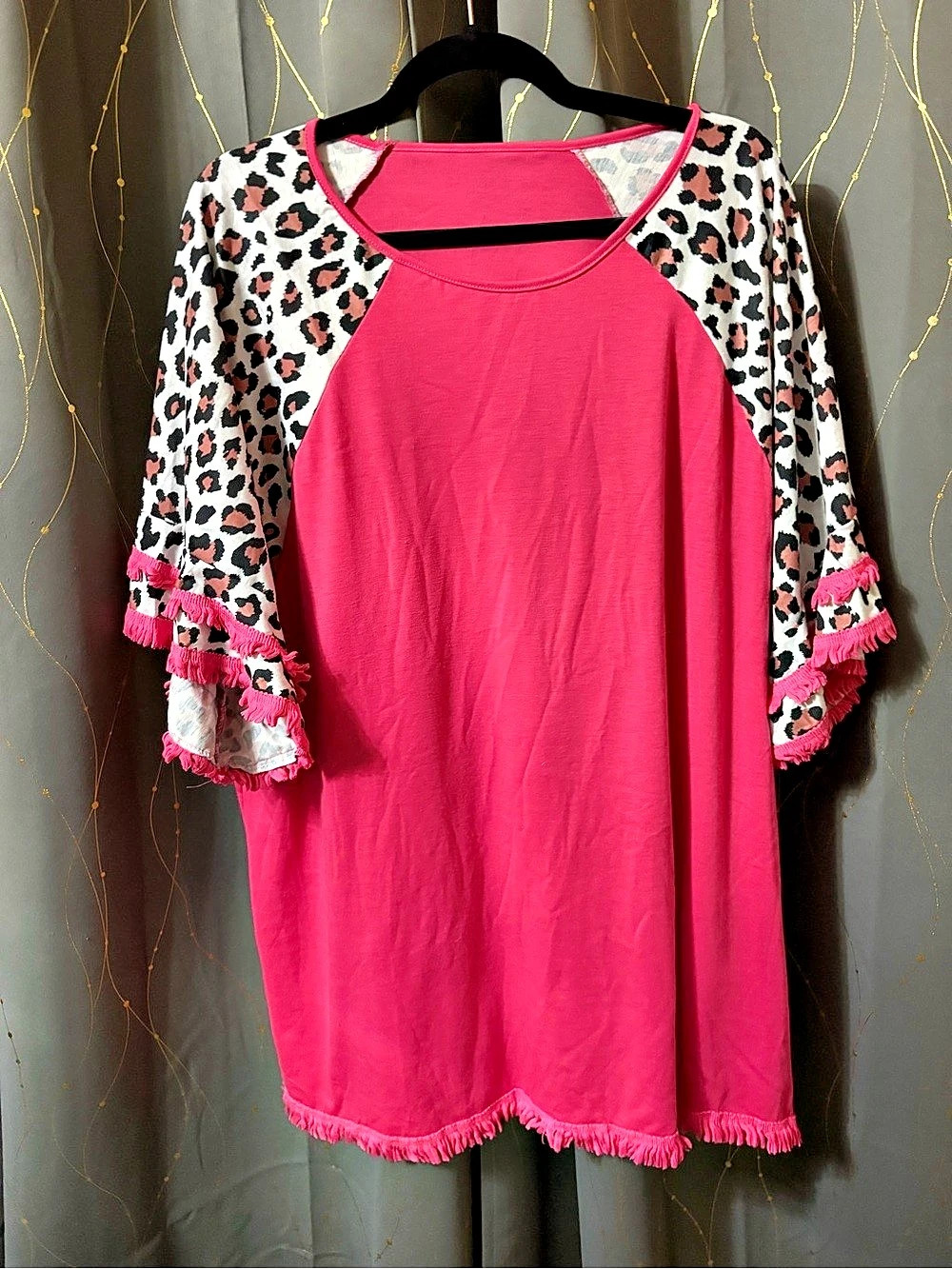 Pink Animal Print Sleeve Tunic